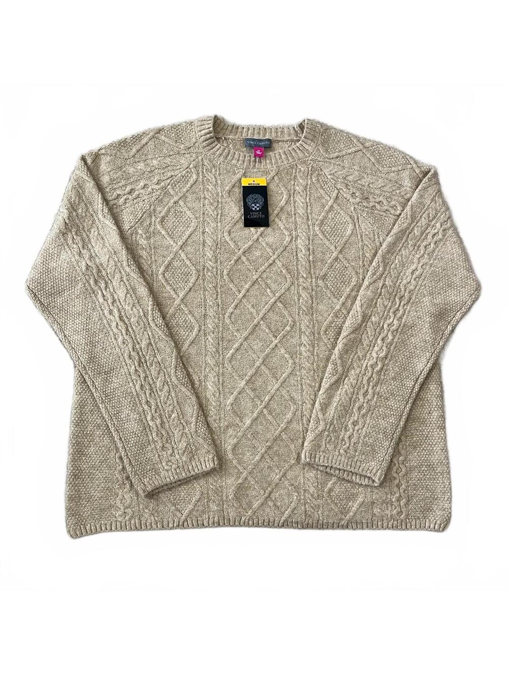 NWT Vince Camuto Cable Sweater Latte Heather Size Medium